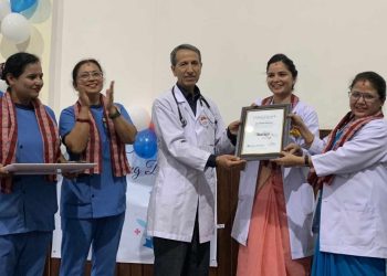 नेपाल मेडिकल कलेजका १० वर्षदेखि कार्यरत स्टाफ नर्स तथा इन्चार्जहरु  सम्मानित