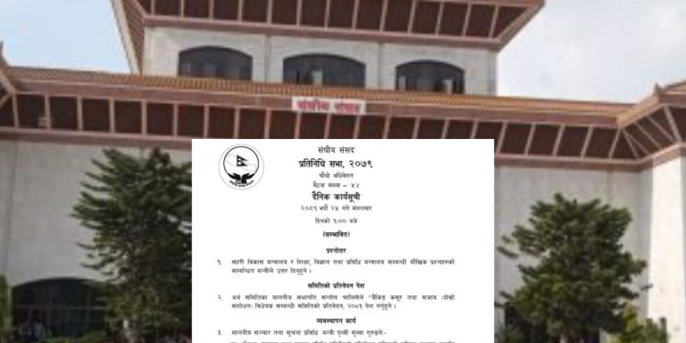 प्रतिनिधि सभा बैठक आज दिउँसो १:००बजेबाट सुरु हुने