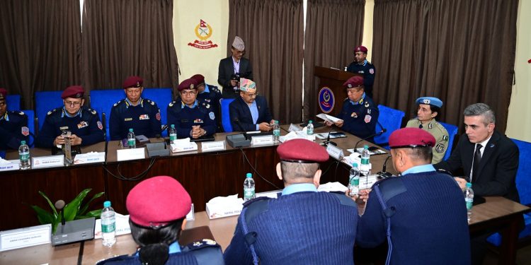 प्रहरी महानिरीक्षक बसन्त बहादुर कुँवर र UN Police Commissioner बीच शिष्टाचार भेटघाट